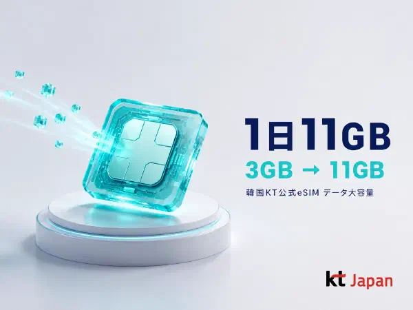 KT eSIMの1日のデータ容量が11GBに大幅アップ｜韓国旅行で動画もたっぷり