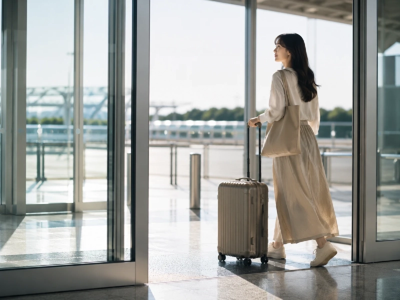 日本からソウルへ向かう旅行者の空港シーンをイメージした画像