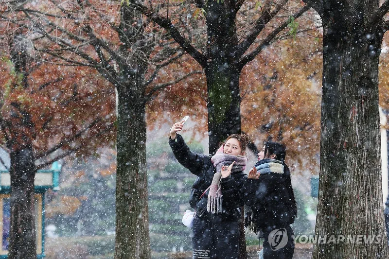 韓国、初雪に見舞われ寒い週末が到来