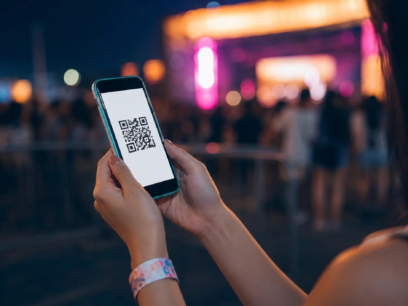 スマホでK-POPライブ会場のチケットQRコードを表示する手元