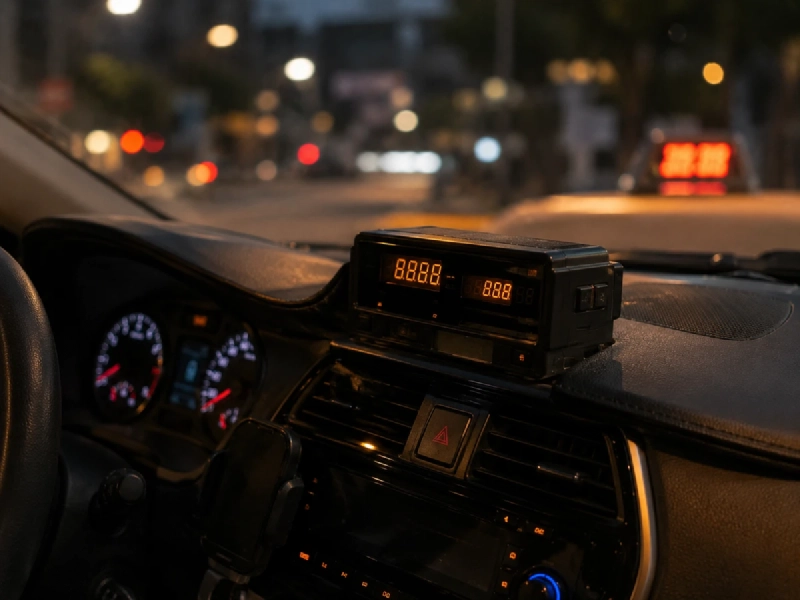 韓国のタクシー車内、料金が表示されたメーターまわりのイメージ