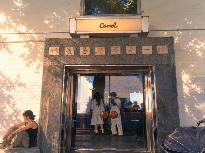 Camel Coffee ソチョン店の外観イラスト（旧郵便局の建物）