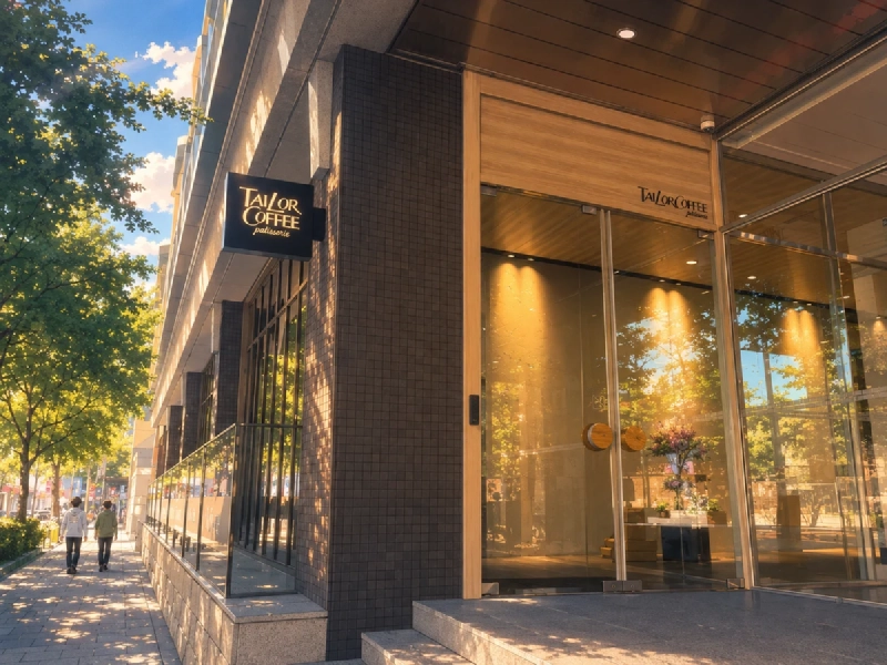 Tailor Coffee ソチョン・キョンボックン店の外観イラスト（ヒョジャロ並木沿い）