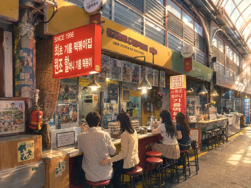 トンイン市場の食堂通りのイラスト