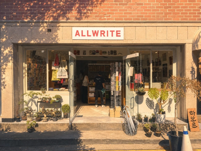 All Write ソチョン店の外観イラスト（文具店）