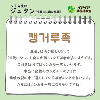 ソミ先生のジュタン「핫하다 - 今話題の流行り」「캥거루족 - パラサイトシングル」